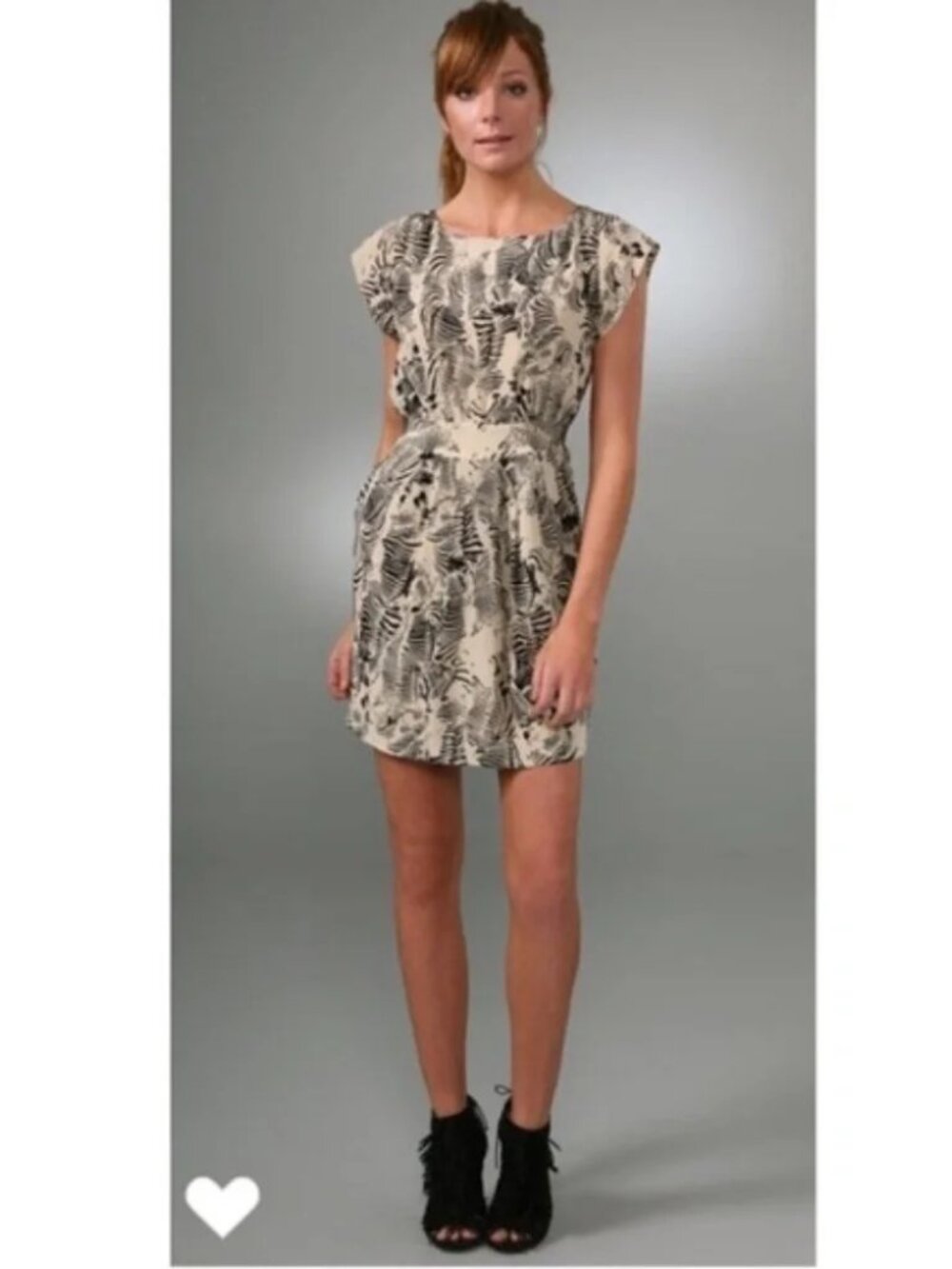 Of Two Minds Zebra Print 100% Silk Cutout Mini Dress Size M